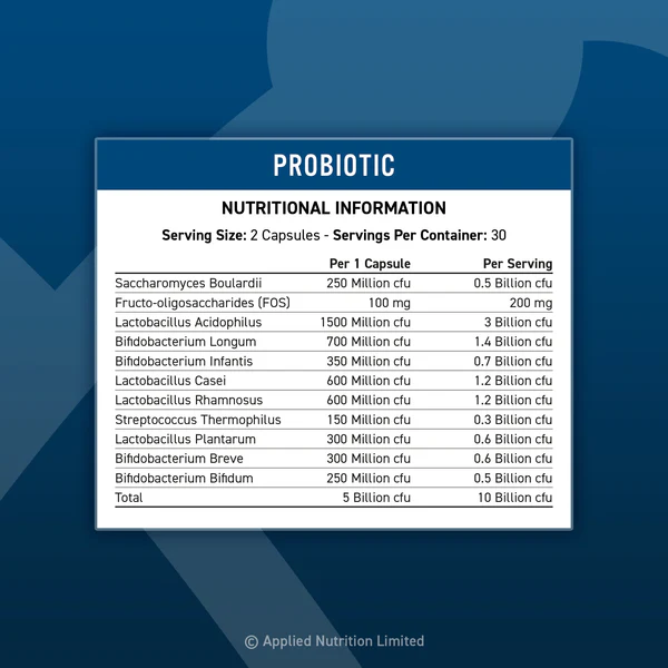 Applied Nutrition Probiotic - Công thức đa chủng 60 Viên (60 Servings)