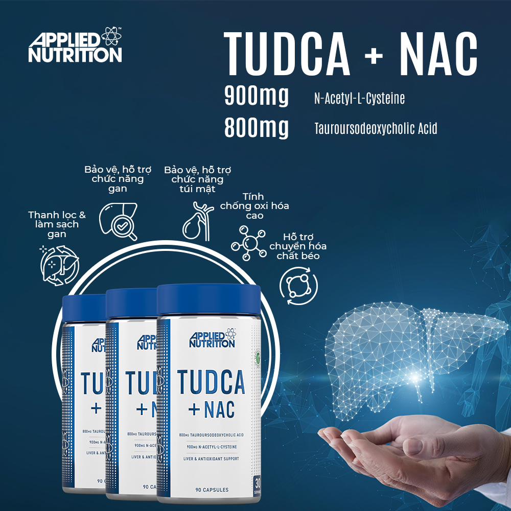 Applied Nutrition TUDCA + NAC - Hỗ trợ chức năng Gan 90 Viên (30 Servings)